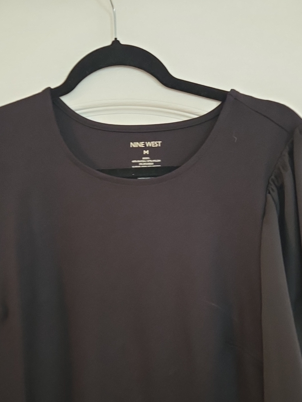 Nine West Black Long-Sleeve Crewneck Blouse